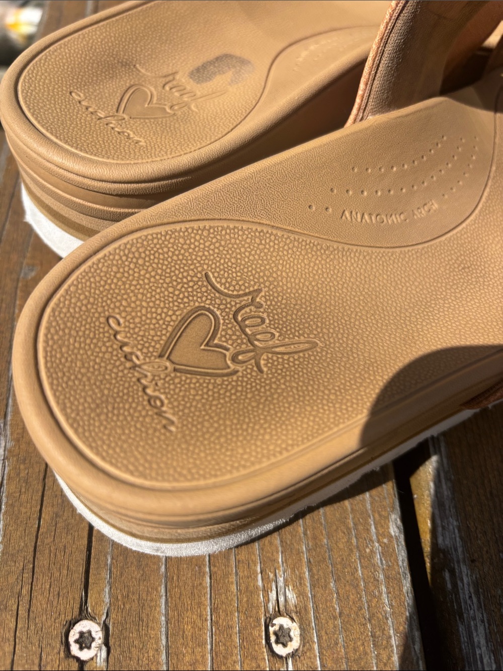 Reef Tan Dual-Strap Platform Slide Sandals with White Sole - Picture 7 of 7